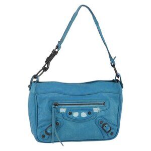 Authentic BALENCIAGA The Shoulder Shoulder Bag Leather Blue 138226